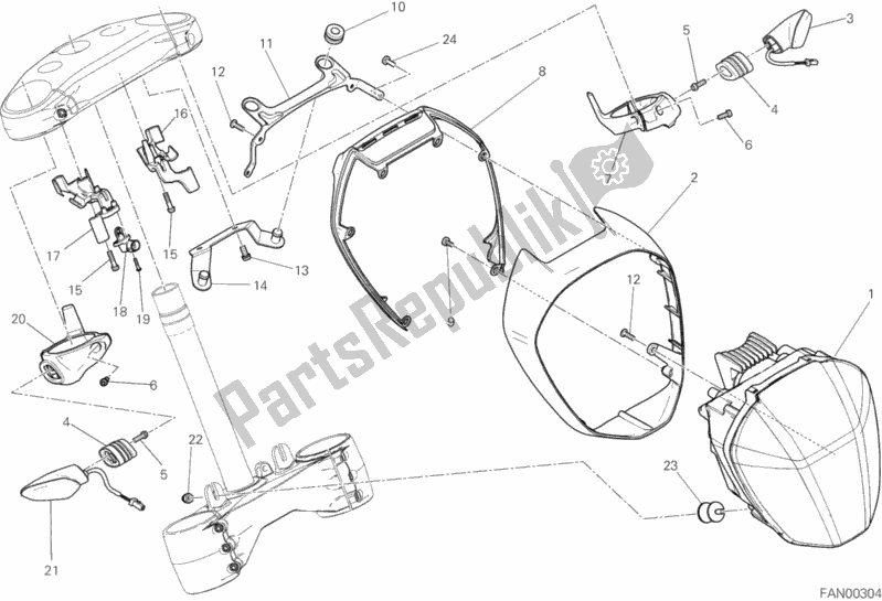 All parts for the Headlight of the Ducati Diavel Xdiavel S Thailand 1260 2017